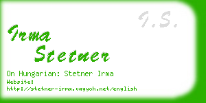 irma stetner business card